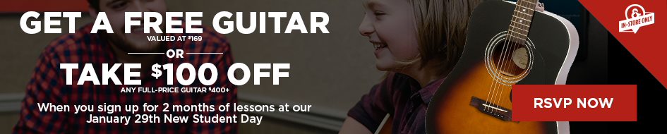 Get a Free Guitar Or Take $100 Off